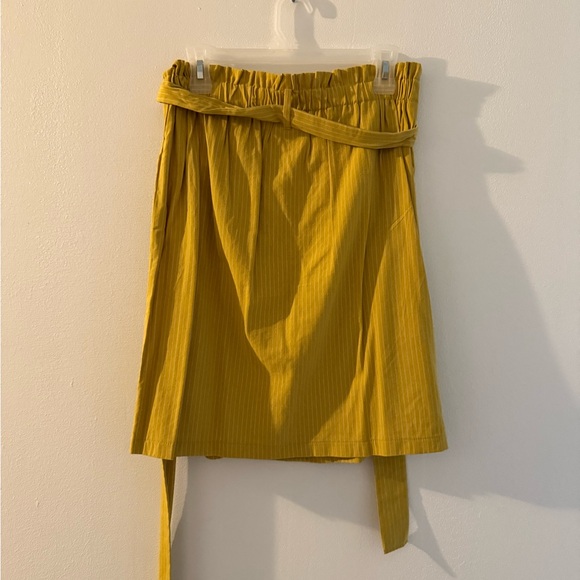 Berle Mustard A-Line Skirt with Button Detail - Picture 3 of 3